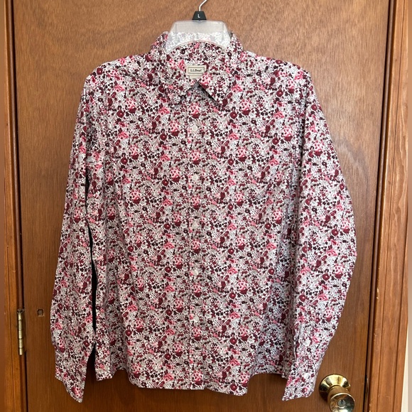 L.L. Bean Tops - Womens L.L. Bean Multicolor Flower Pattern Long Sleeve Button Up Top Size Large